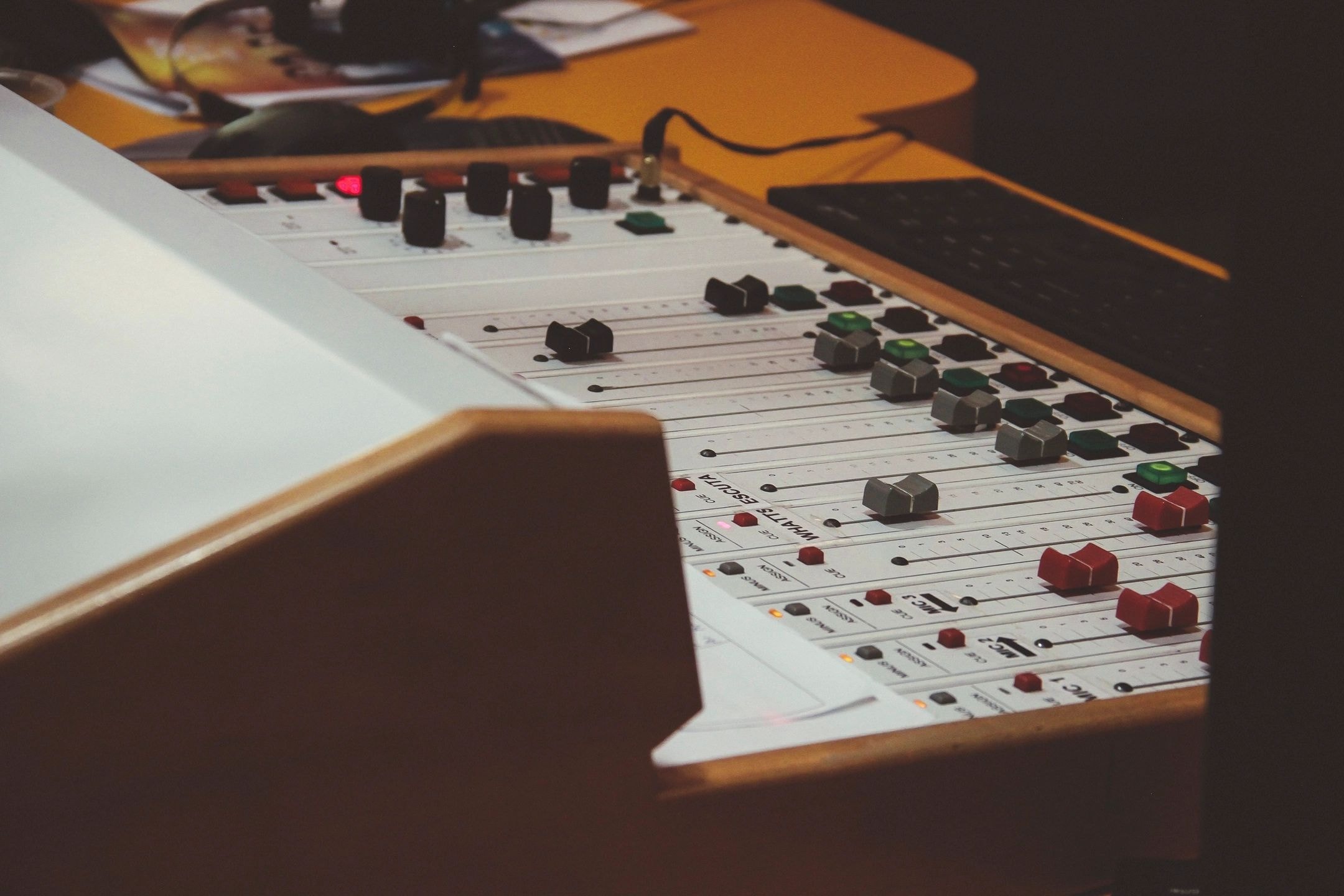 Audio mixing board studio
