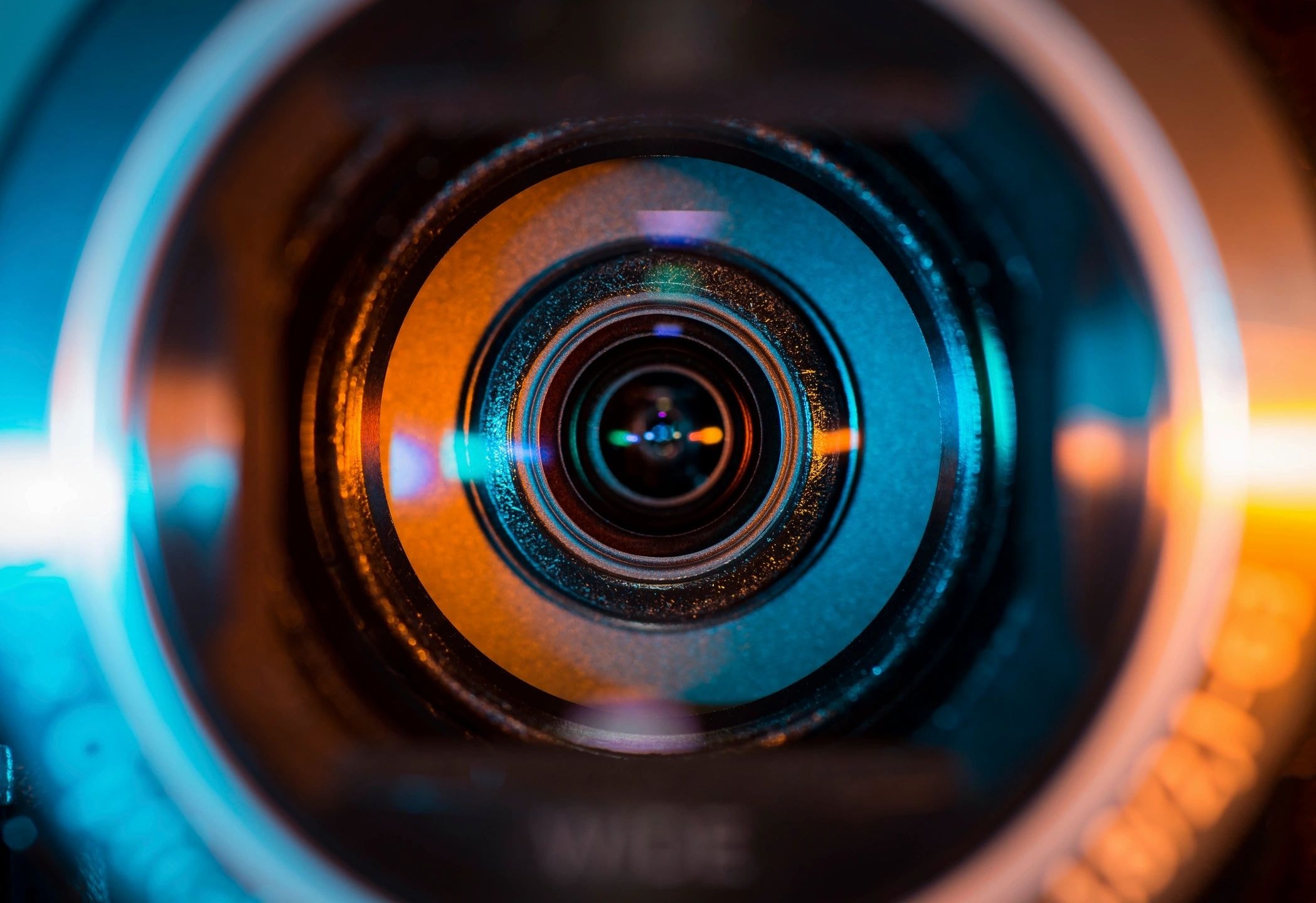 Camera lens macro blue orange